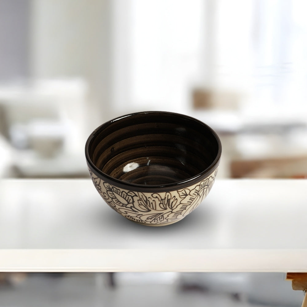 kalamkari ceramic dessert bowl set of 6 for serving sweets snacks and desserts with traditional design and durable finish